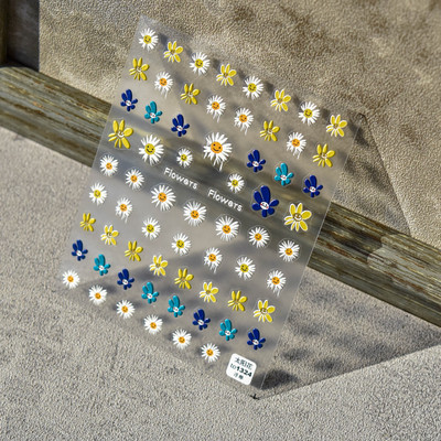 5D smile Αυτοκόλλητα νυχιών Ηλίανθος λουλούδια Sliders Διακόσμηση Τύπος για μεταφορά νυχιών Αυτοκόλλητα μεμβράνης μεταφοράς νυχιών Αξεσουάρ Kawaii Decal Μανικιούρ