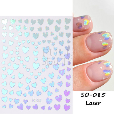 3D Laser-südame küünekunsti kleebis Holograafilised tähed liugurid Aurora kiled klaasküüned DIY disain läikivad kleebised maniküüri mähised GL1982