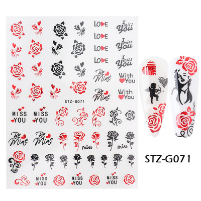 3D Laser-südame küünekunsti kleebis Holograafilised tähed liugurid Aurora kiled klaasküüned DIY disain läikivad kleebised maniküüri mähised GL1982