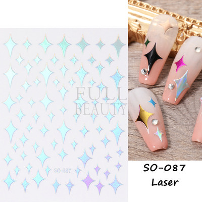 3D Laser-südame küünekunsti kleebis Holograafilised tähed liugurid Aurora kiled klaasküüned DIY disain läikivad kleebised maniküüri mähised GL1982