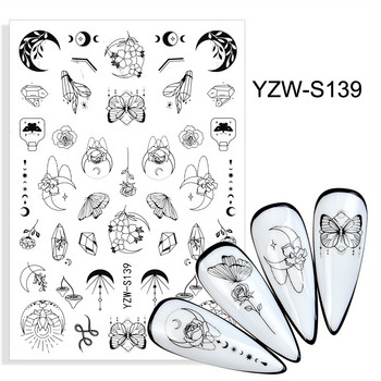 3D стикери за нокти Самозалепваща мандала Crystal Nail Art Декорации Цвете Луна Линия Звезда Стикер Аксесоари за фолио за нокти