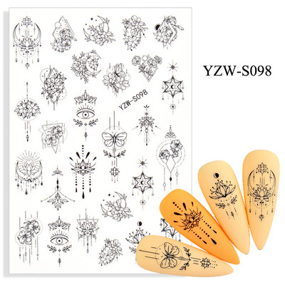 3D αυτοκόλλητα για νύχια Αυτοκόλλητα Mandala Crystal Nail Art Decorations Flower Moon Line Star Sticker Nail Foil Αξεσουάρ