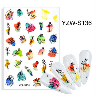 3D αυτοκόλλητα για νύχια Αυτοκόλλητα Mandala Crystal Nail Art Decorations Flower Moon Line Star Sticker Nail Foil Αξεσουάρ