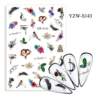 3D αυτοκόλλητα για νύχια Αυτοκόλλητα Mandala Crystal Nail Art Decorations Flower Moon Line Star Sticker Nail Foil Αξεσουάρ