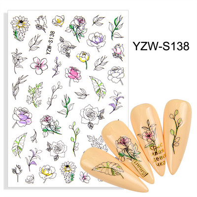 3D αυτοκόλλητα για νύχια Αυτοκόλλητα Mandala Crystal Nail Art Decorations Flower Moon Line Star Sticker Nail Foil Αξεσουάρ