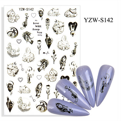 3D αυτοκόλλητα για νύχια Αυτοκόλλητα Mandala Crystal Nail Art Decorations Flower Moon Line Star Sticker Nail Foil Αξεσουάρ