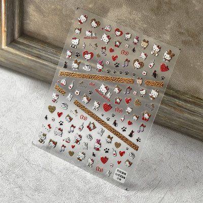 Kiváló minőségű aranyos szerelem csillag virág 5D csúszkák körmökhöz Rajzfilm Bear Ragasztó körömdíszítés matrica tippek Kiegészítők