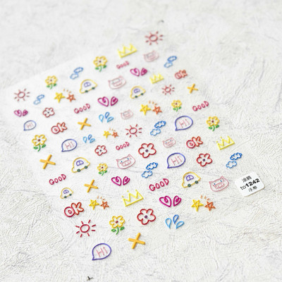 Kiváló minőségű aranyos szerelem csillag virág 5D csúszkák körmökhöz Rajzfilm Bear Ragasztó körömdíszítés matrica tippek Kiegészítők