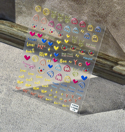 Kiváló minőségű aranyos szerelem csillag virág 5D csúszkák körmökhöz Rajzfilm Bear Ragasztó körömdíszítés matrica tippek Kiegészítők