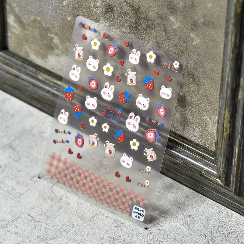 Kiváló minőségű aranyos szerelem csillag virág 5D csúszkák körmökhöz Rajzfilm Bear Ragasztó körömdíszítés matrica tippek Kiegészítők