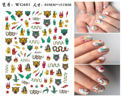 3D Starry Star Nail Art Naljepnica Alien Sun Flowers Feather Star Moon Savjeti za nokte Dekoracija Samoljepljive naljepnice za nokte Art naljepnice