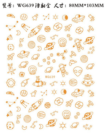 3D Starry Star Nail Art Naljepnica Alien Sun Flowers Feather Star Moon Savjeti za nokte Dekoracija Samoljepljive naljepnice za nokte Art naljepnice