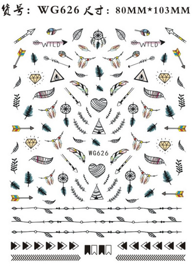 3D Starry Star Nail Art Naljepnica Alien Sun Flowers Feather Star Moon Savjeti za nokte Dekoracija Samoljepljive naljepnice za nokte Art naljepnice