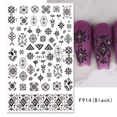 3D Witchy Naels Simples Leegid Täht Kuu Madu Kleebised Mustvalge Disain Joon Graffiti Nail Art Decor Kleebised Maniküür SAF