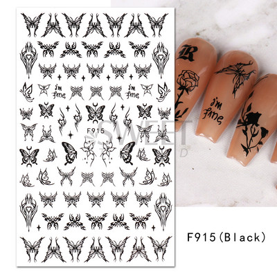 3D Witchy Naels Simples Leegid Täht Kuu Madu Kleebised Mustvalge Disain Joon Graffiti Nail Art Decor Kleebised Maniküür SAF