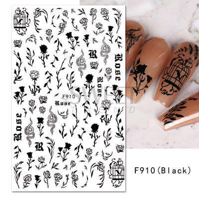 3D Witchy Naels Simples Leegid Täht Kuu Madu Kleebised Mustvalge Disain Joon Graffiti Nail Art Decor Kleebised Maniküür SAF