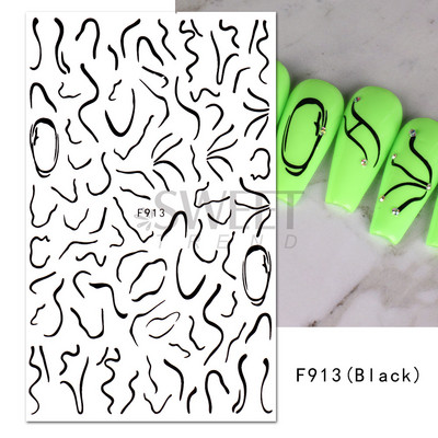 3D Witchy Naels Simples Leegid Täht Kuu Madu Kleebised Mustvalge Disain Joon Graffiti Nail Art Decor Kleebised Maniküür SAF