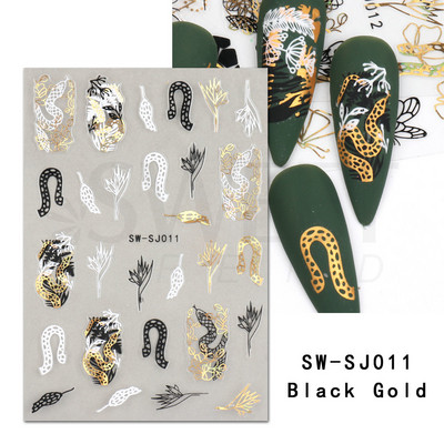 3D Witchy Naels Simples Leegid Täht Kuu Madu Kleebised Mustvalge Disain Joon Graffiti Nail Art Decor Kleebised Maniküür SAF