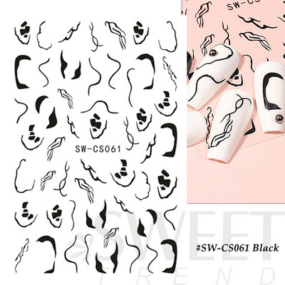 3D Witchy Naels Simples Leegid Täht Kuu Madu Kleebised Mustvalge Disain Joon Graffiti Nail Art Decor Kleebised Maniküür SAF