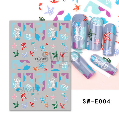 3D Witchy Naels Simples Leegid Täht Kuu Madu Kleebised Mustvalge Disain Joon Graffiti Nail Art Decor Kleebised Maniküür SAF