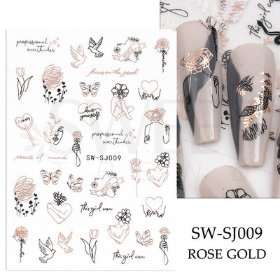 3D Witchy Naels Simples Leegid Täht Kuu Madu Kleebised Mustvalge Disain Joon Graffiti Nail Art Decor Kleebised Maniküür SAF