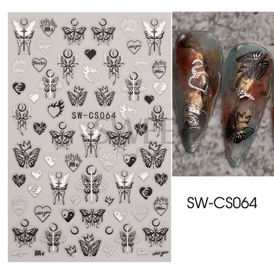 3D Witchy Naels Simples Leegid Täht Kuu Madu Kleebised Mustvalge Disain Joon Graffiti Nail Art Decor Kleebised Maniküür SAF