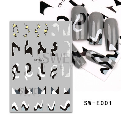 3D Witchy Naels Simples Leegid Täht Kuu Madu Kleebised Mustvalge Disain Joon Graffiti Nail Art Decor Kleebised Maniküür SAF