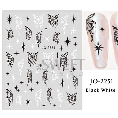 3D Witchy Naels Simples Leegid Täht Kuu Madu Kleebised Mustvalge Disain Joon Graffiti Nail Art Decor Kleebised Maniküür SAF