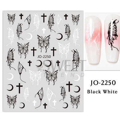 3D Witchy Naels Simples Leegid Täht Kuu Madu Kleebised Mustvalge Disain Joon Graffiti Nail Art Decor Kleebised Maniküür SAF