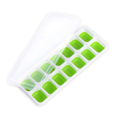 14 rácsos jégkockakészítő könnyen kioldható kiömlésálló fedéllel, BPA-mentes szilikon jégkockatálca csokoládéforma fagylaltforma