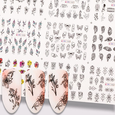 12 μοτίβο/σεντόνι Πολύχρωμα γαλλικά αυτοκόλλητα νυχιών μανικιούρ Rainbow Wave Summer Neon Geometric Lines Σετ αυτοκόλλητων νυχιών νερού