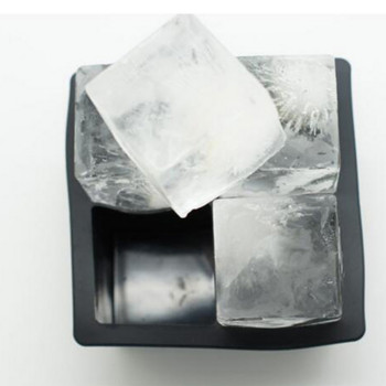 Голямо кубче с 4 дупки Джъмбо, голямо силиконово кубче лед, квадратна тава, форма, форма, машина за лед, кухненски аксесоари