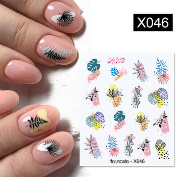 1 φύλλο Flower Leaf Water Decals Abstract Line Face Transfer Decals Αυτοκόλλητα για νύχια Άνοιξη Καλοκαιρινή σειρά Συμβουλές διακόσμησης Floral