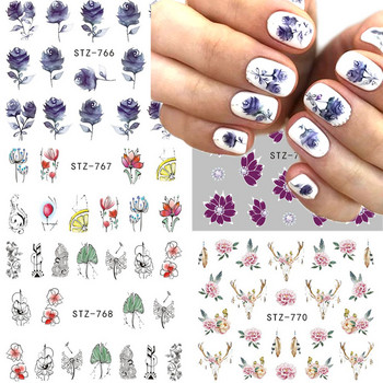 Αυτοκόλλητο Full Beauty Nail Art Flower Cartoon Μεταφορές νερού Χαλκομανίες Φανταχτερό σχέδιο Σχεδιασμός υδατογράφημα Slider TRSTZ766-770