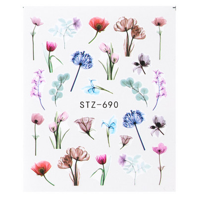 Αυτοκόλλητο Full Beauty Nail Art Flower Cartoon Μεταφορές νερού Χαλκομανίες Φανταχτερό σχέδιο Σχεδιασμός υδατογράφημα Slider TRSTZ766-770