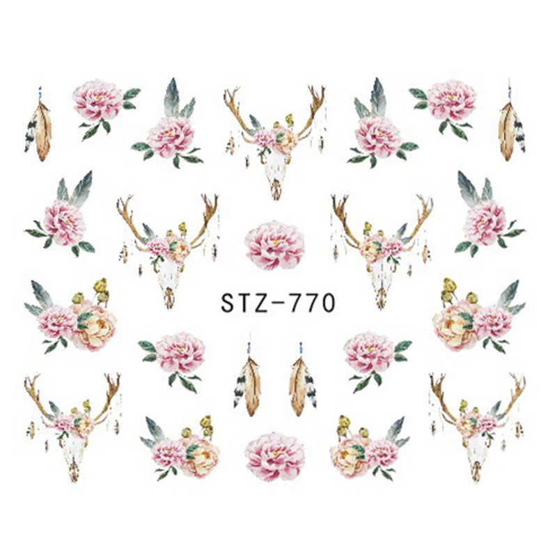 Αυτοκόλλητο Full Beauty Nail Art Flower Cartoon Μεταφορές νερού Χαλκομανίες Φανταχτερό σχέδιο Σχεδιασμός υδατογράφημα Slider TRSTZ766-770