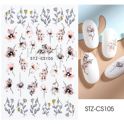 3D αυτοκόλλητα νυχιών Γεωμετρικές γραμμές Flower Leaf Butterfly Slider for Nail Art Decoration 2022 Αυτοκόλλητο σχέδιο μανικιούρ CHCA205-716