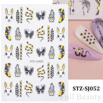 Aranyos tavaszi virágos levelek 3D körömdíszítő matricák arany örvény virágos természetes dizájn öntapadó transzfer csúszkák manikűr NFSTZ-SJ