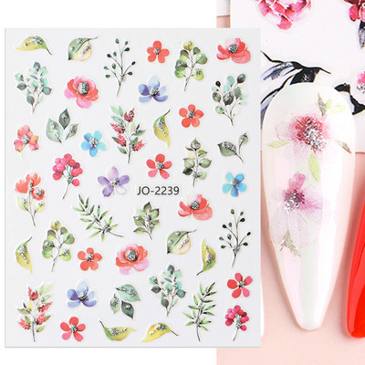 Aranyos tavaszi virágos levelek 3D körömdíszítő matricák arany örvény virágos természetes dizájn öntapadó transzfer csúszkák manikűr NFSTZ-SJ