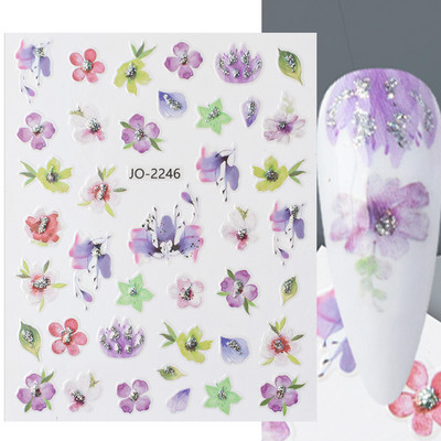 Aranyos tavaszi virágos levelek 3D körömdíszítő matricák arany örvény virágos természetes dizájn öntapadó transzfer csúszkák manikűr NFSTZ-SJ