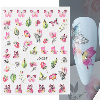 Aranyos tavaszi virágos levelek 3D körömdíszítő matricák arany örvény virágos természetes dizájn öntapadó transzfer csúszkák manikűr NFSTZ-SJ