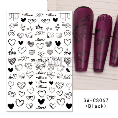 3D fekete-fehér betűs körömmatricák varázslat címkék manikűr barkács művészet szó graffiti absztrakt arc gél lakk körömdíszítés BEJO