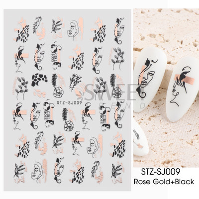 3D fekete-fehér betűs körömmatricák varázslat címkék manikűr barkács művészet szó graffiti absztrakt arc gél lakk körömdíszítés BEJO