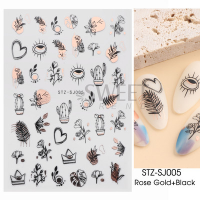 3D fekete-fehér betűs körömmatricák varázslat címkék manikűr barkács művészet szó graffiti absztrakt arc gél lakk körömdíszítés BEJO