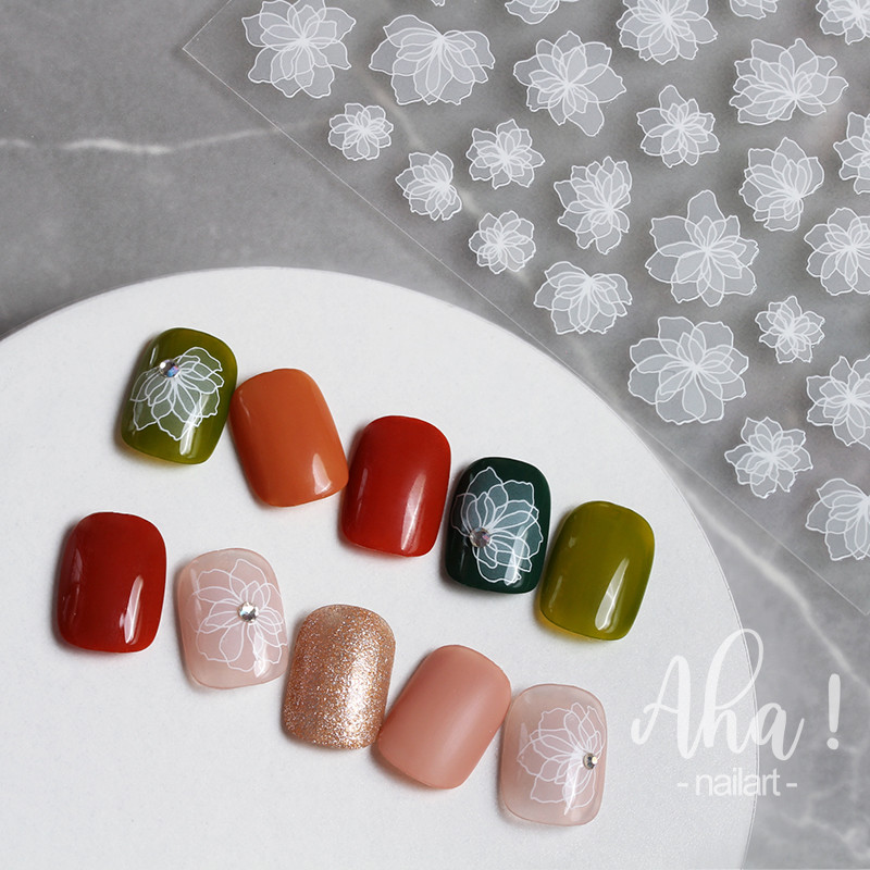 1 ΤΕΜ Αχα! Αυτοκόλλητο INS Ultra-Thin Nail Tessellated,Checker,Rainbow,Flower Slider Decals for Acrylic Nails Decorations Αυτοκόλλητα