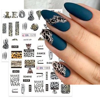 12 τμχ Αυτοκόλλητα σέξι Λεοπάρ Νυχιών Tiger Zebra Wild Animal Skin Water Sliders for Nails Εργαλείο αξεσουάρ μανικιούρ BEBN1225-1584