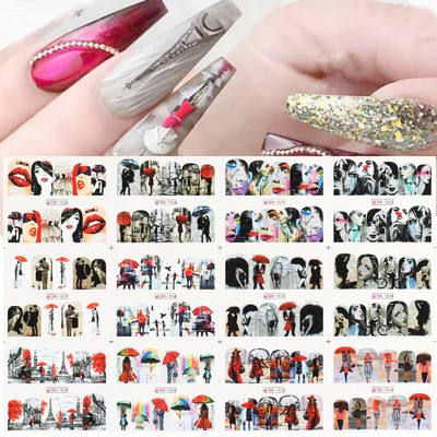 12 buc. Autocolante sexy pentru unghii cu leopard, zebră, tigru, piele de animale sălbatice, glisoare de apă pentru unghii, accesorii pentru manichiură Instrument BEBN1225-1584