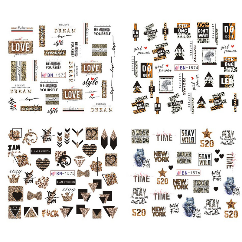 12 buc. Autocolante sexy pentru unghii cu leopard, zebră, tigru, piele de animale sălbatice, glisoare de apă pentru unghii, accesorii pentru manichiură Instrument BEBN1225-1584