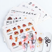 4 buc. Decalcomanii pentru unghii autocolant de transfer de apă, șarpe întunecat, dragon, înger, design, manichiură, decorare, glisor Wrap LYSTZ1114-1137-1