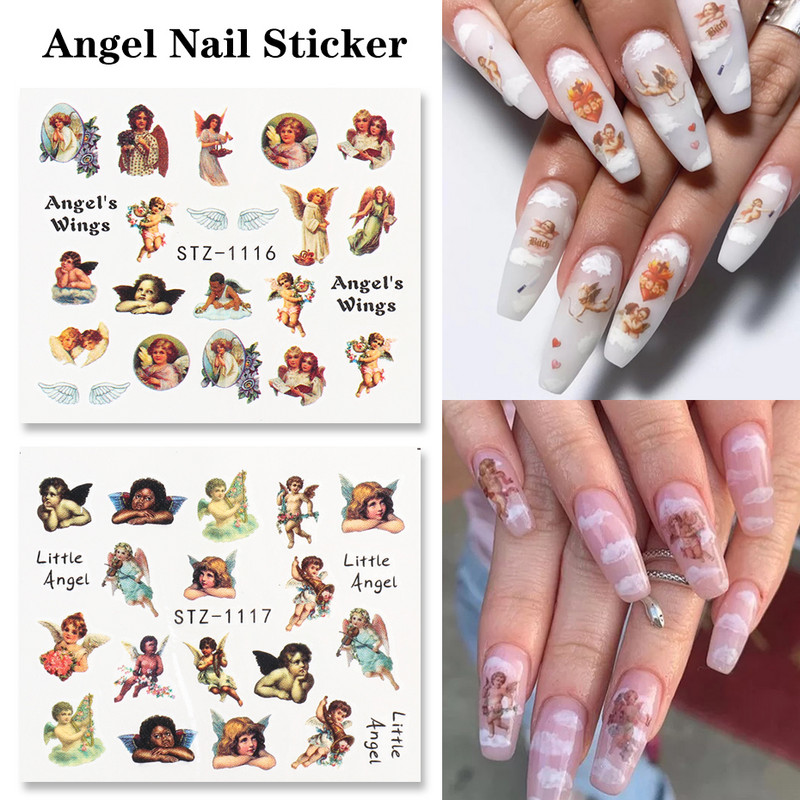 4 buc. Decalcomanii pentru unghii autocolant de transfer de apă, șarpe întunecat, dragon, înger, design, manichiură, decorare, glisor Wrap LYSTZ1114-1137-1